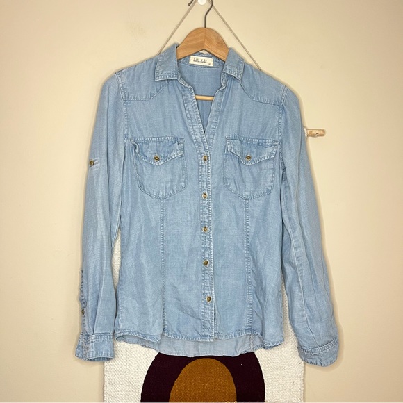 Bella Dahl blue chambray button down shirt size XSMALL - Picture 2 of 8